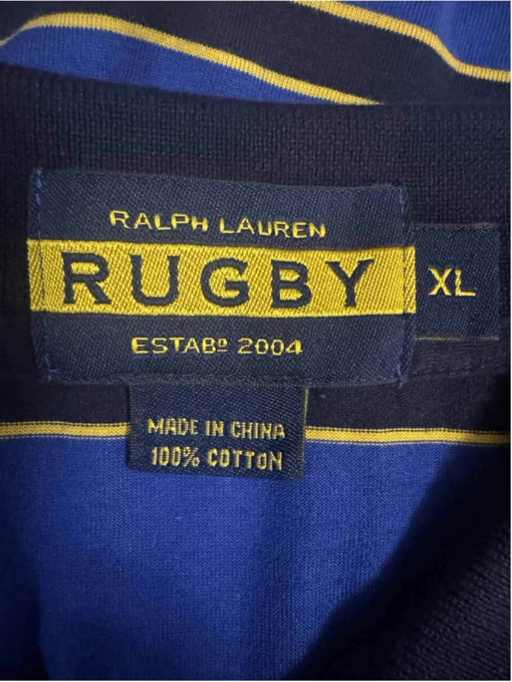 Men’s Ralph Lauren Rugby Striped Short Sleeve Polo Shirt Blue Size XL